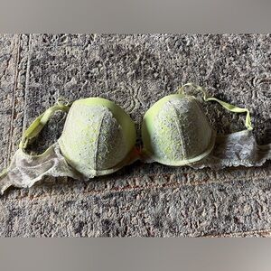 Victoria's Secret Neon Yellow Lace Bra